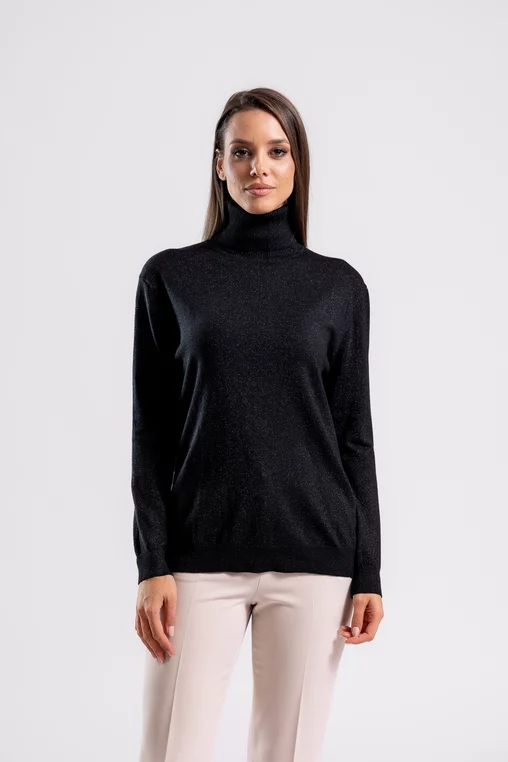 Bluză tricotată cu fir lucios neagră  BDP1003 thumbnail picture - 