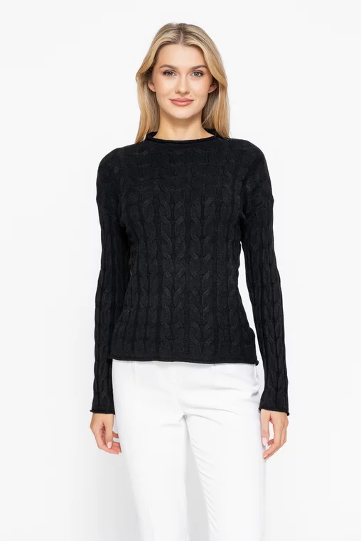 Bluză tricotată cu model opturi neagră BSUN1002 thumbnail picture - 