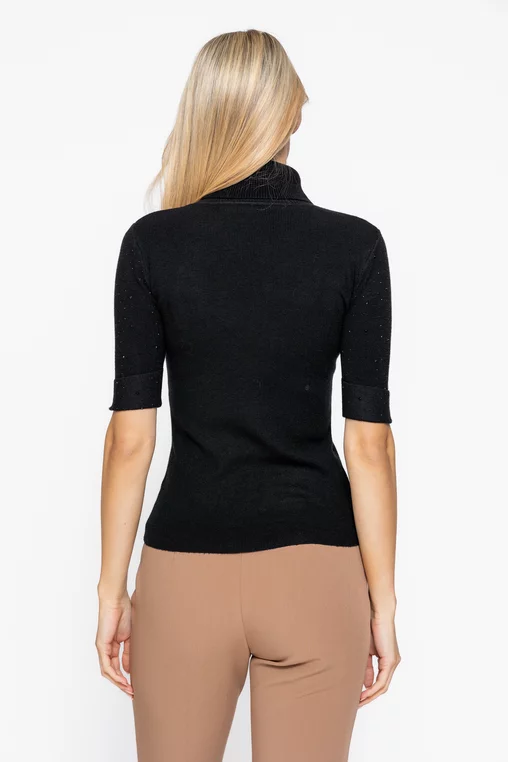 Bluză tricotată decorată cu strasuri neagră BSUN1004 thumbnail picture - 