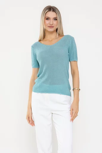 Bluză tricotată in anchior bleu BDP0501