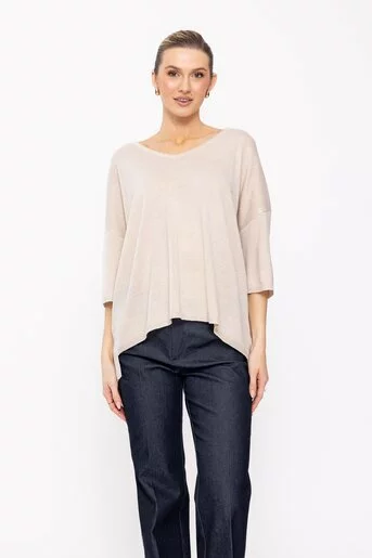 Bluză tricotată oversize bej BDP0204