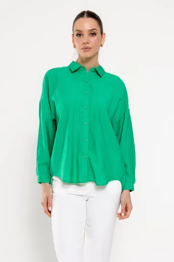 Cămașă casual din vâscoză verde BBD0304
