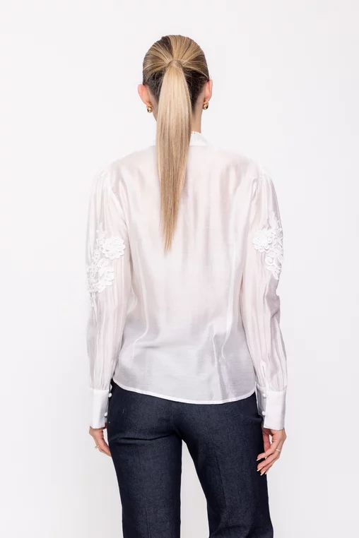 Cămașă cu broderie aplicată ivory BKCT0202 picture - 3