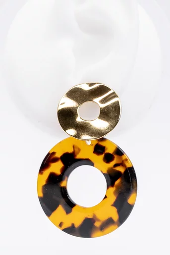 Cercei animal print cerc cu accesoriu auriu