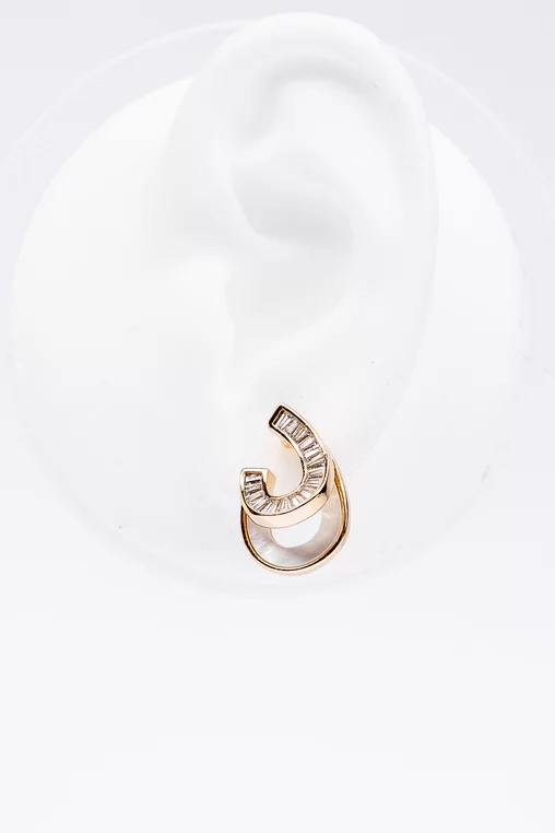 Cercei asimetrici taieturi mixte aurii thumbnail picture - 