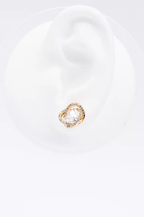 Cercei cu piatră triunghiulară și strasuri aurii CLU0201 thumbnail picture - 