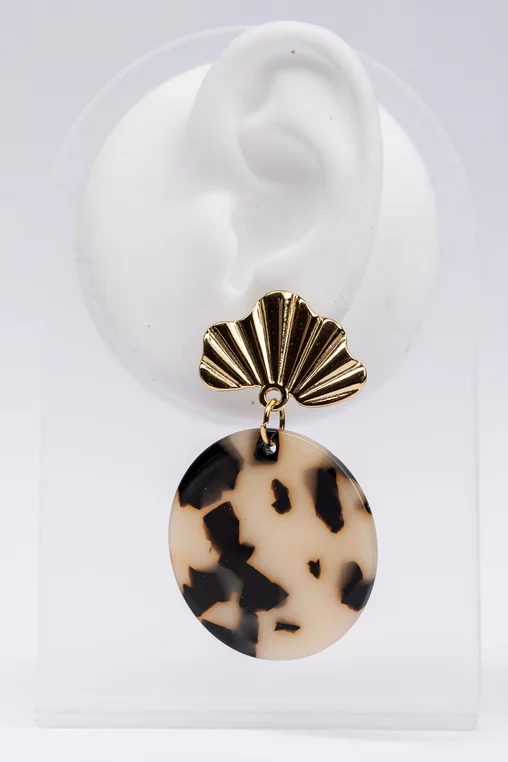 Cercei drop animal print cu accesoriu auriu picture - 1
