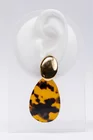 Cercei drop animal print cu accesoriu oval auriu thumbnail picture - 