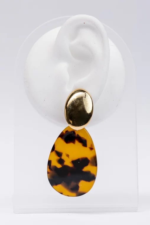 Cercei drop animal print cu accesoriu oval auriu picture - 1