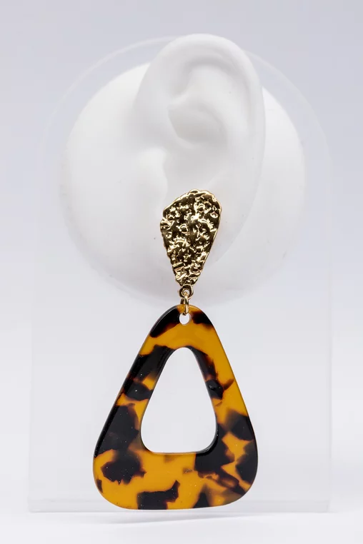 Cercei drop animal print triunghi cu accesoriu auriu picture - 1