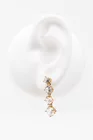 Cercei drop auri lungi cu pietre rotunde thumbnail picture - 