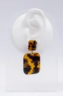 Cercei drop cu imprimeu animal print și margini auri thumbnail picture - 
