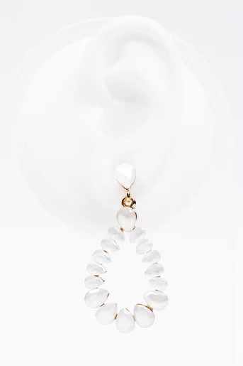Cercei eleganți lacrimă cu pietre ivory CLU0203