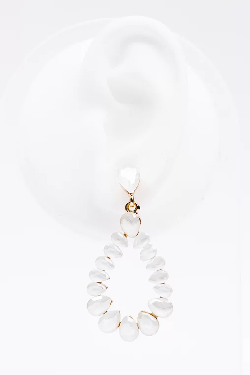 Cercei eleganți lacrimă cu pietre ivory CLU0203 picture - 1