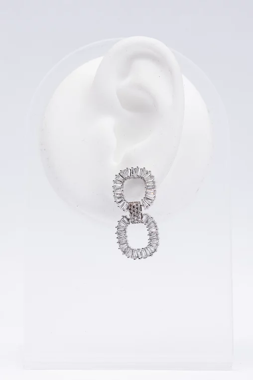 Cercei eleganți model infinit cu pietre argintii CLU0203 picture - 1