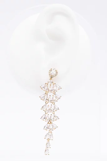 Cercei eleganți tip candelabru cu pietre aurii CLU0203
