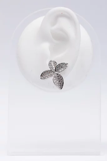 Cercei floare mare cu cristale argintii