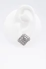 Cercei stud arginti button, romb cu cristale thumbnail picture - 