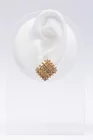 Cercei stud auri button, romb cu cristale thumbnail picture - 