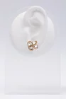 Cercei stud auri cu pietre strălucitoare, design floral și tăieturi mixte thumbnail picture - 