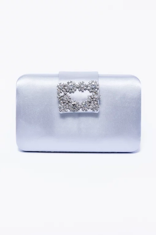 Clutch satinat cu accesoriu argintiu PIT0308 picture - 1