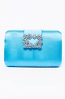 Clutch satinat cu accesoriu bleu  PIT0308 thumbnail picture - 