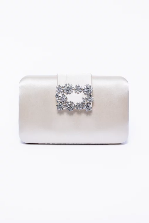 Clutch satinat cu accesoriu crem PIT0308 picture - 1