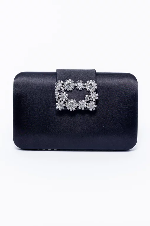 Clutch satinat cu accesoriu negru PIT0308 picture - 1