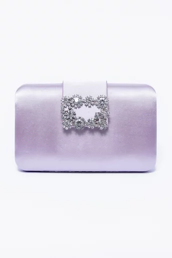 Clutch satinat cu accesoriu nude  PIT0308