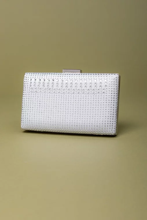 Clutch satinat cu strasuri argintiu 999 thumbnail picture - 