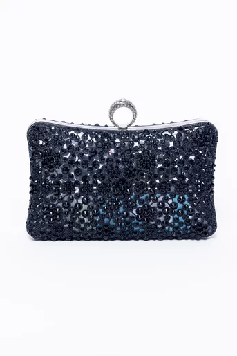 Clutch transparent decorat cu pietre PIT0302