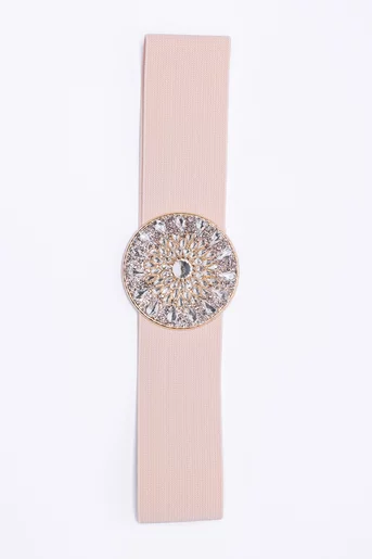 Curea elegantă decorată cu pietre crem C16860503