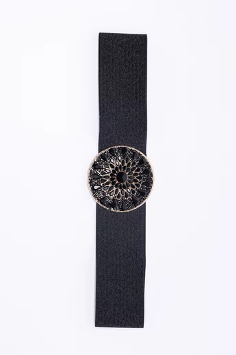 Curea elegantă decorată cu pietre neagră C160210