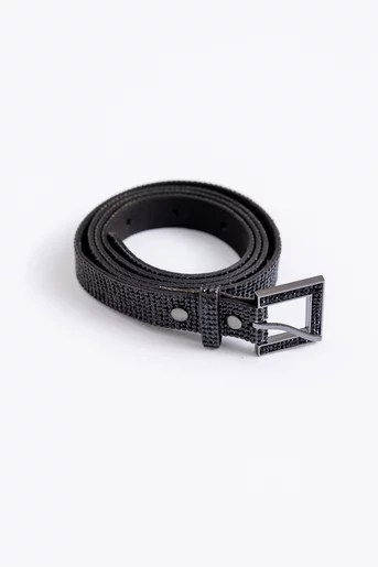 Curea elegantă decorată cu strasuri negre C160203