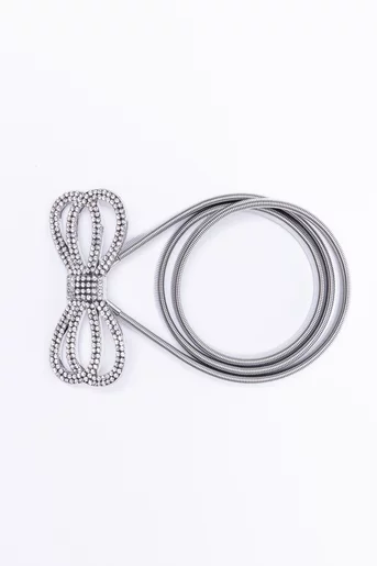 Curea metalică cu fundițe argintie C160807