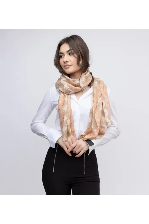 Esarfa imprimeu geometri bej EGK4 picture - 2
