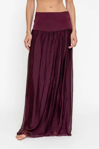 Fustă maxi din mătase burgundy FGI0501