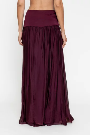 Fustă maxi din mătase burgundy FGI0501