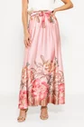 Fustă maxi din saten cu cordon roz FLAM0302 thumbnail picture - 