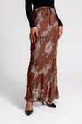 Fustă maxi satin imprimat maro FIM803 thumbnail picture - 