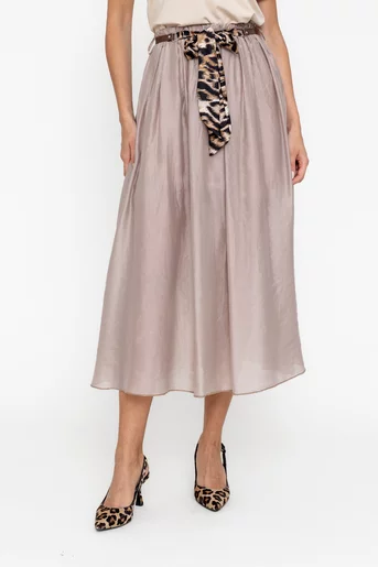 Fustă midi cu curea taupe FBR0501