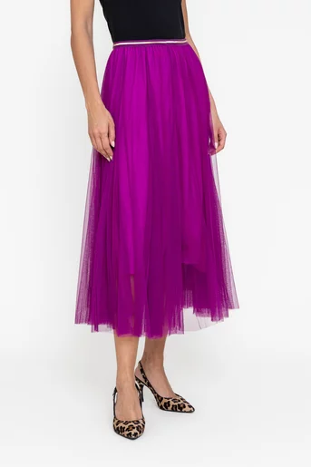 Fustă midi din tulle fucsia FDP0501