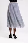 Fustă midi din tulle gri cu dantelă aplicată FMA803 thumbnail picture - 