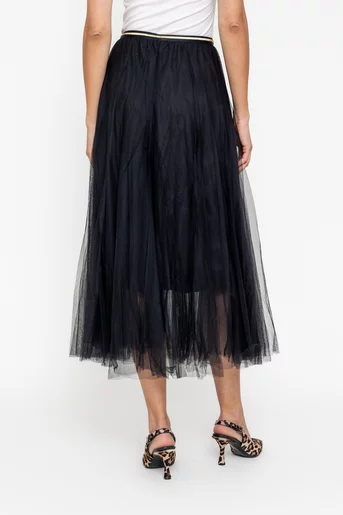 Fustă midi din tulle neagră FDP0501