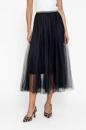 Fustă midi din tulle neagră FDP60801