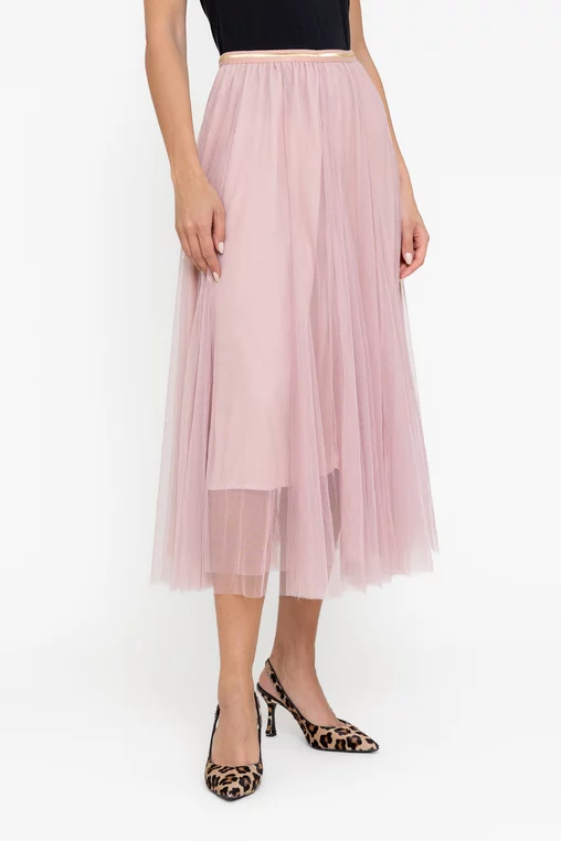 Fustă midi din tulle roz FDP0803 thumbnail picture - 