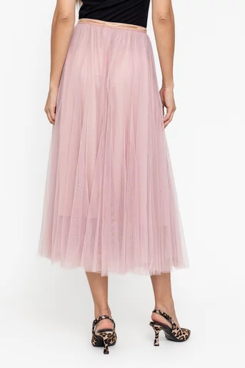 Fustă midi din tulle roz FDP60801