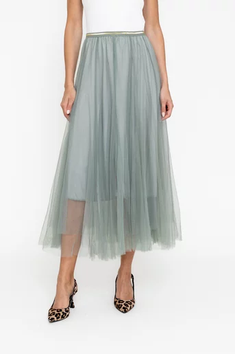Fustă midi din tulle vernil FDP0501