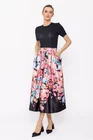 Fustă midi imprimeu floral neagră FBR0209 thumbnail picture - 