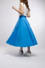 Fustă midi în cloș Caramel din poplin albastru F3406 thumbnail picture - 